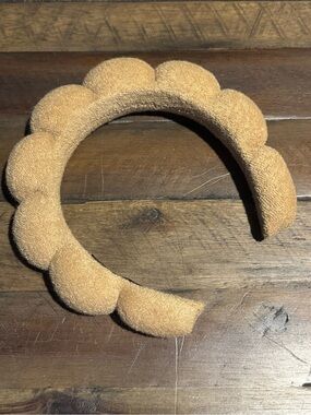 Plush Scalloped Headband in Tan